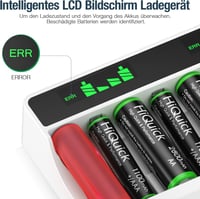 HiQuick AA AAA akkumulátor töltő LCD kijelzővel 12 pozícióval 5