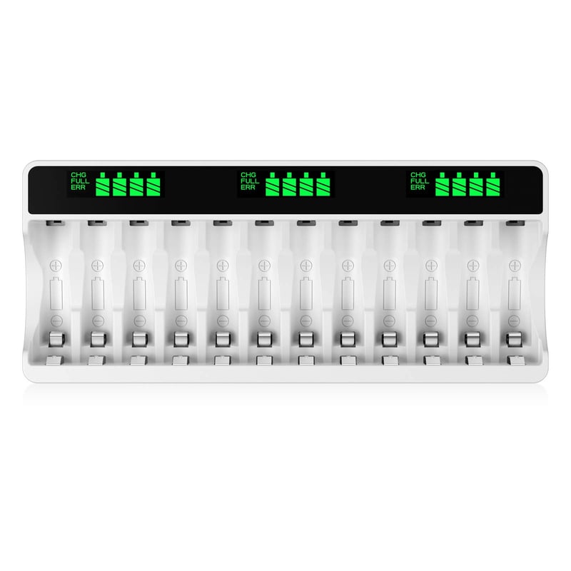HiQuick AA/AAA punjač baterija s LCD zaslonom - 12 utora