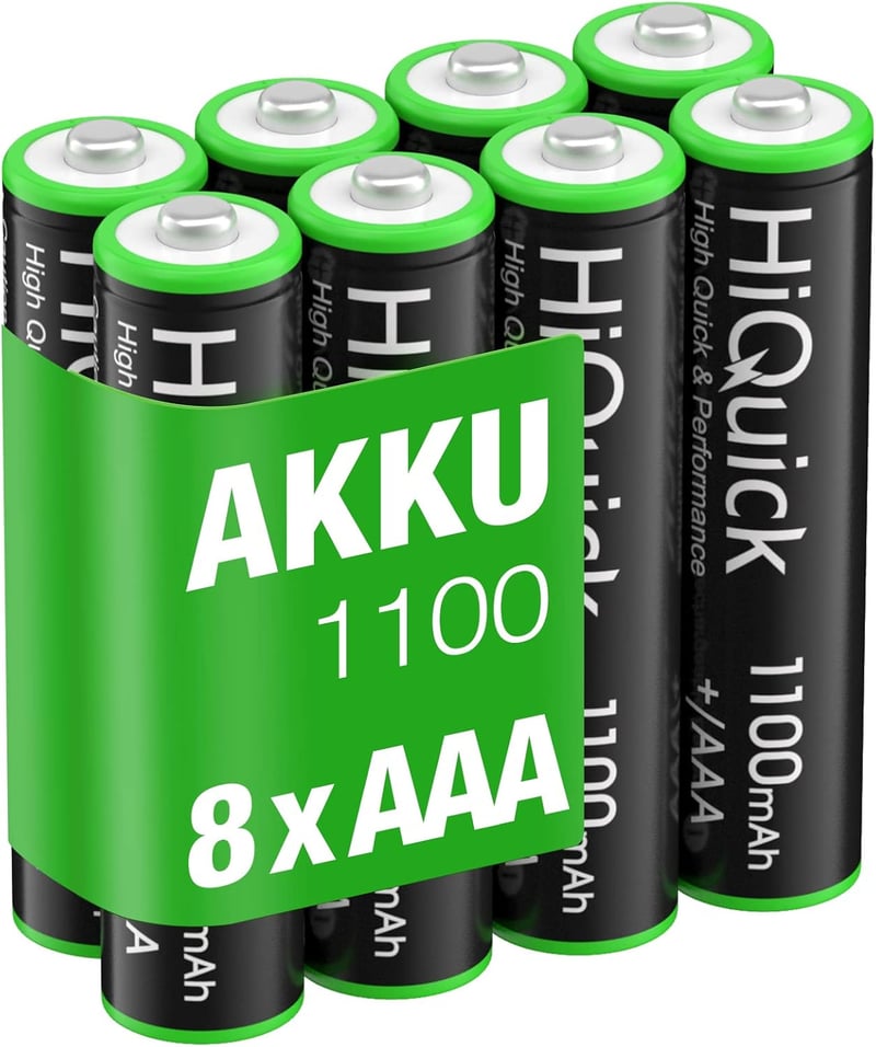 HiQuick AAA Ni-MH 1100 mAh Újratölthető Elemek 8db Csomag
