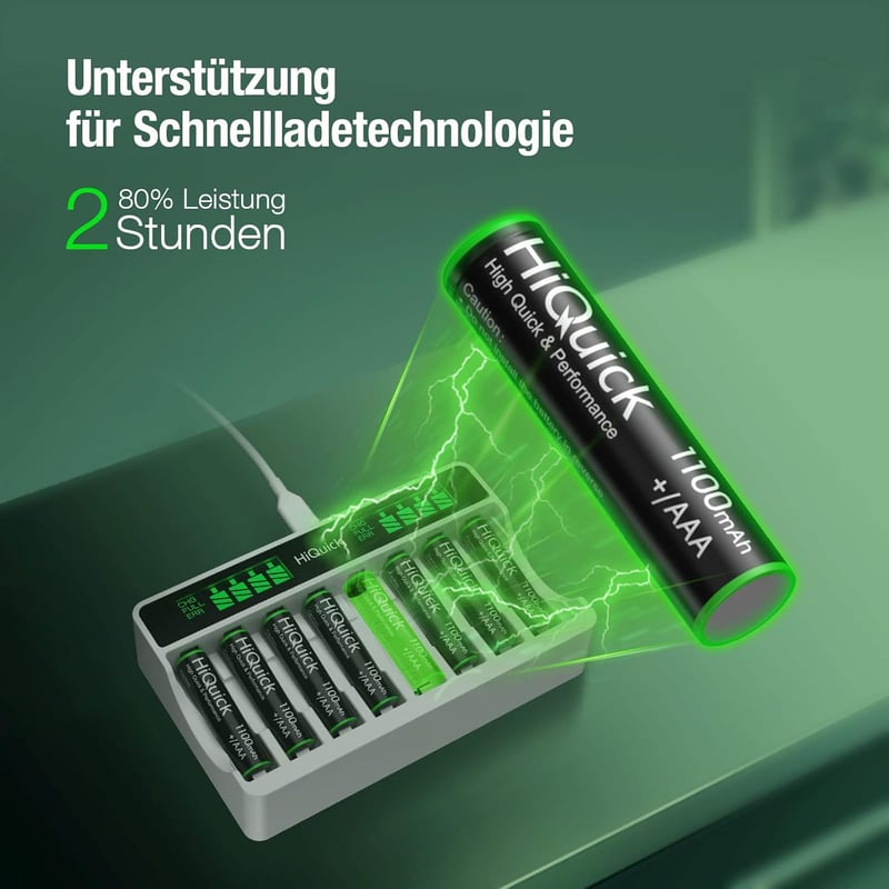 HiQuick AAA Ni-MH 1100 mAh Újratölthető Elemek 8db Csomag