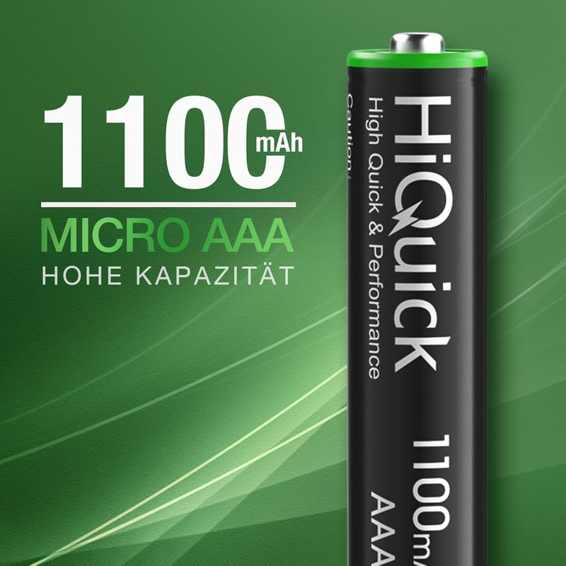 HiQuick AAA Ni-MH 1100 mAh Újratölthető Elemek 8db Csomag
