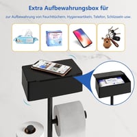 HISAMGO Álló WC-papír tartó kefe szett rozsdamentes acél fekete 3
