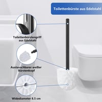 HISAMGO Álló WC-papír tartó kefe szett rozsdamentes acél fekete 6