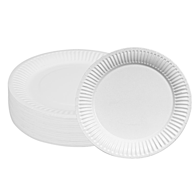 Farfurii de hârtie Hisdricus 100 buc, Farfurii de unică folosință biodegradabile, Alb, 18 cm, 250 g/m², Petrecere, Grătar, Aniversare copii, Nuntă, Picnic