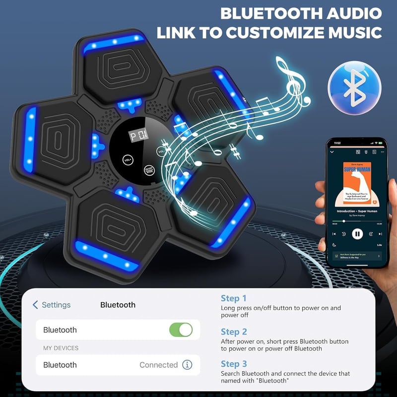 Hiseeyo Premium Bluetooth Boxzás Gép LED Kijelzővel és Boxkesztyűvel