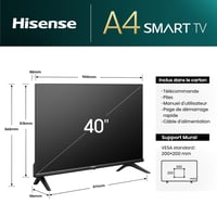 Hisense 40A4N Smart TV 40 colos Full HD televízió - Dolby Audio, DTS HD, VIDAA U6, YouTube, Netflix, Sport mód, DVB-T2, 2024 4