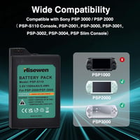 Hisewen 1500 mAh 3.6V Csere Akkumulátor Sony PSP 2000 3000 Slim Konzolhoz - Lithium Ion Újratölthető Elem PSP-S110 2