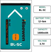 Hisewen BL-5C Akkumulátor 3.7V 2 Darabos Csomag Nokia Telefonokhoz és Rádiókhoz Újratölthető Elem 3