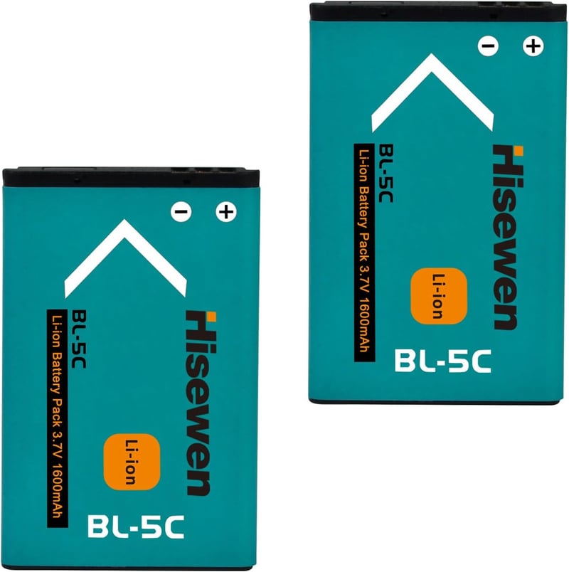 Hisewen BL-5C Akkumulátor 3.7V 2 Darabos Csomag Nokia Telefonokhoz és Rádiókhoz Újratölthető Elem