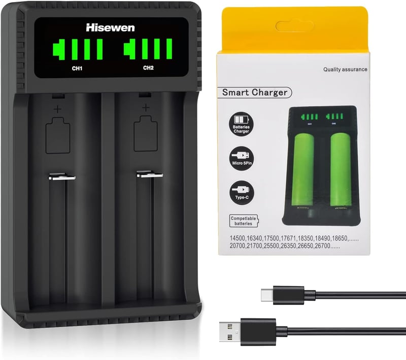 Hisewen LED Kijelzős Akkumulátor Töltő 18650 21700 26650 14500 Lítium Ion Akkukhoz Univerzális Töltőállomás