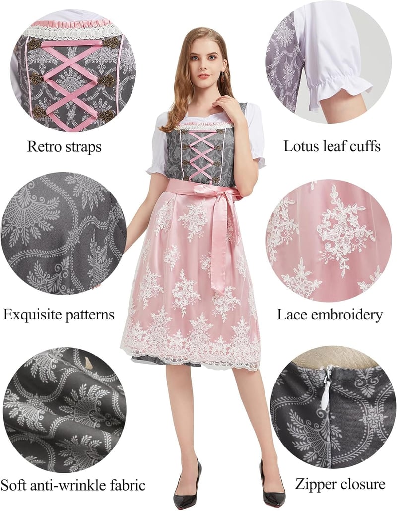 Hislovy Dirndl 5 részes Oktoberfest jelmez szett női midi ruha