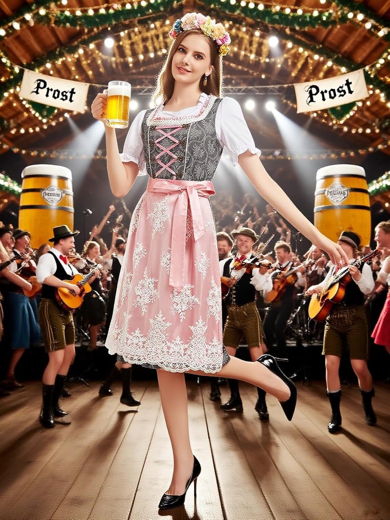 Hislovy Dirndl 5 részes Oktoberfest jelmez szett női midi ruha