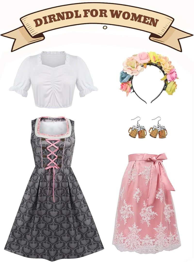 Hislovy Dirndl 5 részes Oktoberfest jelmez szett női midi ruha
