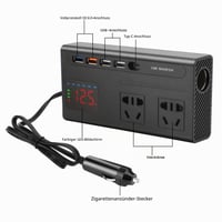 HISUEKIG 200W auto pretvarač s digitalnim zaslonom, Type-C priključkom, višestrukom zaštitom, kompaktan i prenosiv, crni 5