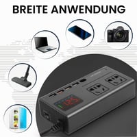 HISUEKIG 200W auto pretvarač s digitalnim zaslonom, Type-C priključkom, višestrukom zaštitom, kompaktan i prenosiv, crni 3