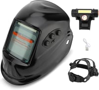 Cască de sudură cu auto-întunecare HISUEKIG, cu lanternă frontală și ecran LCD - negru 1