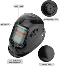 Cască de sudură cu auto-întunecare HISUEKIG, cu lanternă frontală și ecran LCD - negru 4