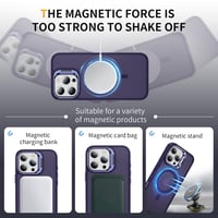 Priehľadný matný kryt na iPhone 16 Pro kompatibilný s MagSafe, s ochranou fotoaparátu a stojanom, nárazuvzdorný obal pre 6,3-palcové zariadenie 2