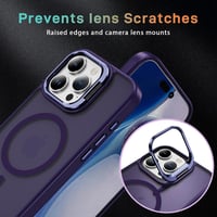 Priehľadný matný kryt na iPhone 16 Pro kompatibilný s MagSafe, s ochranou fotoaparátu a stojanom, nárazuvzdorný obal pre 6,3-palcové zariadenie 4