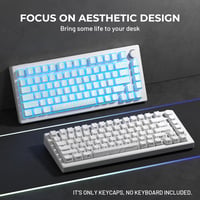 Set taste de tastatură HITIME XVX Shine Through cu tehnologie IMD, profil OEM, 118 bucăți, alb, pentru tastaturi mecanice de 60%, 75%, 100%, cu imprimare laterală 4