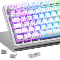 Set taste de tastatură HITIME XVX Shine Through cu tehnologie IMD, profil OEM, 118 bucăți, alb, pentru tastaturi mecanice de 60%, 75%, 100%, cu imprimare laterală 1