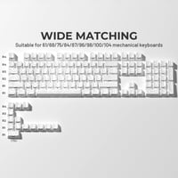 Set taste de tastatură HITIME XVX Shine Through cu tehnologie IMD, profil OEM, 118 bucăți, alb, pentru tastaturi mecanice de 60%, 75%, 100%, cu imprimare laterală 5
