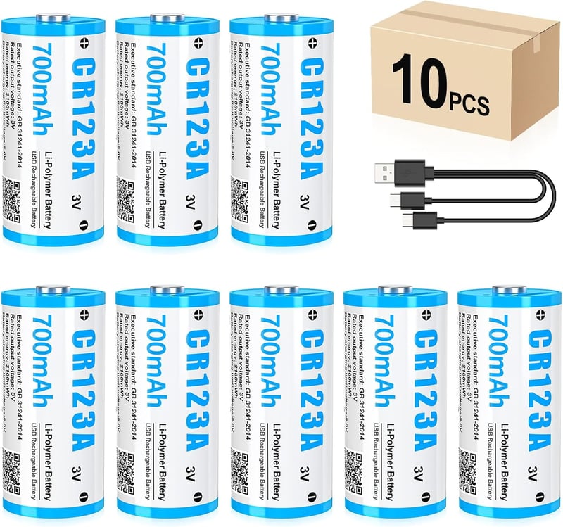 HITRENDS CR123A 3V Lítium Akkumulátor 10db USB-C Töltés 3000 Ciklus - 3V-10 pieces