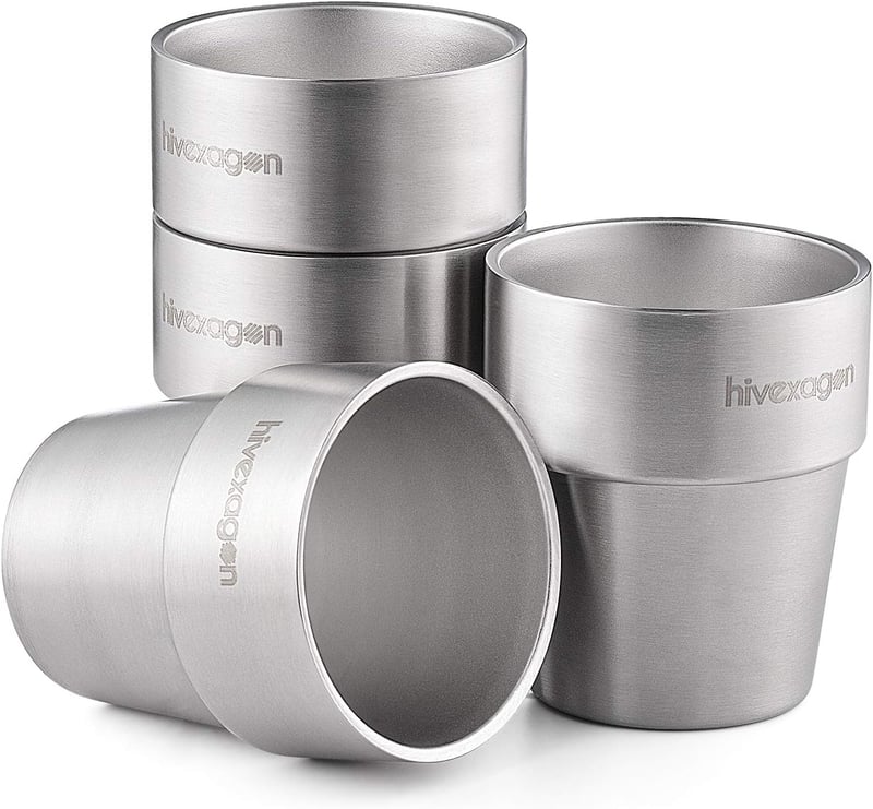 Hivexagon 300ml Dupla Falú Rozsdamentes Acél Pohár Szett 4db Hideg Italokhoz