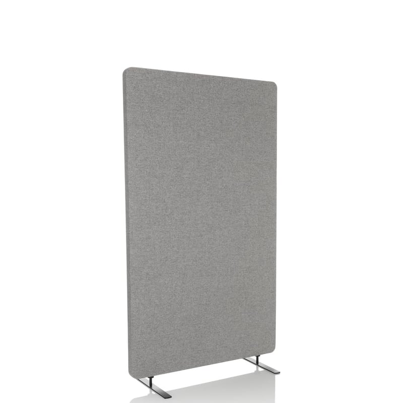 Akustický deliaci paraván do kancelárie OFFICE FLEXMIUT 891013, výška 142 cm, stojanová kancelárska zástena so zvukovoizolačnou nástenkou na pripínanie, svetlosivá