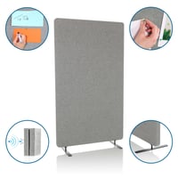 Akustický deliaci paraván do kancelárie OFFICE FLEXMIUT 891013, výška 142 cm, stojanová kancelárska zástena so zvukovoizolačnou nástenkou na pripínanie, svetlosivá 2