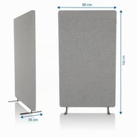 Akustický deliaci paraván do kancelárie OFFICE FLEXMIUT 891013, výška 142 cm, stojanová kancelárska zástena so zvukovoizolačnou nástenkou na pripínanie, svetlosivá 5
