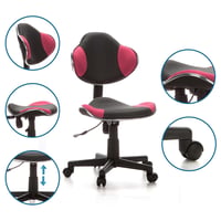 hjh OFFICE KIDDY GTI-2 dječja okretna stolica - sivo/ružičasta, ergonomska, podesiva po visini, uredska stolica za djecu i mlade 4