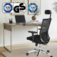 hjh OFFICE Porto MAX HIGH Ergonomikus Irodai Forgószék Szövet/Háló Fekete - GS Tanúsított, TÜV Süd Minősített Főnöki Szék 2