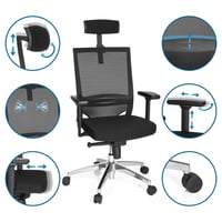 hjh OFFICE Porto MAX HIGH Ergonomikus Irodai Forgószék Szövet/Háló Fekete - GS Tanúsított, TÜV Süd Minősített Főnöki Szék 5