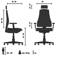 Scaun de birou ergonomic hjh OFFICE RALOO PRO, scaun rotativ cu spătar din plasă, cu tetieră și suport lombar reglabile, reglare a adâncimii șezutului, negru 3