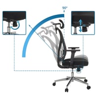 Scaun de birou ergonomic hjh OFFICE RALOO PRO, scaun rotativ cu spătar din plasă, cu tetieră și suport lombar reglabile, reglare a adâncimii șezutului, negru 4