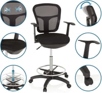 hjh OFFICE TOP WORK 108 Ergonomikus Forgószék Hálós Irodai Szék Magasságállítható - Black 2
