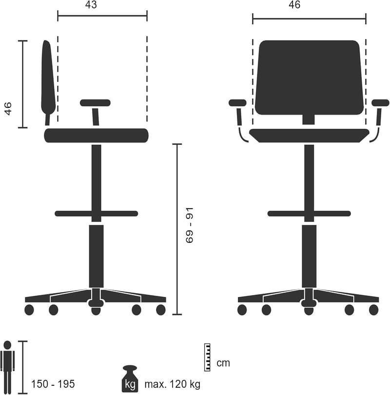 hjh OFFICE TOP WORK 108 Ergonomikus Forgószék Hálós Irodai Szék Magasságállítható - Black