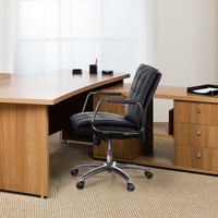 hjh OFFICE Villa 10 600930 Főnöki Forgószék Valódi Bőr Fekete Króm Közepes — kopások, karcok, szakadt háttámla (állapot: lásd a 2. képet) 6