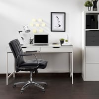 hjh OFFICE Villa 10 600930 Főnöki Forgószék Valódi Bőr Fekete Króm Közepes — kopások, karcok, szakadt háttámla (állapot: lásd a 2. képet) 10