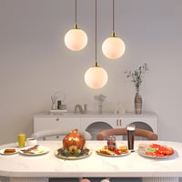 HJXDtech 3 lámpás fehér üveg gömb függeszték lámpa modern minimalista hálószoba nappali konyha étkező dining asztalhoz 6