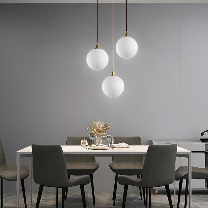 HJXDtech 3 lámpás fehér üveg gömb függeszték lámpa modern minimalista hálószoba nappali konyha étkező dining asztalhoz
