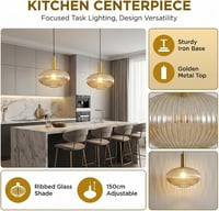 HJXDtech ipari vintage függesztett lámpa modern retro stílusú üveg búrával polírozott sárgaréz foglalattal 6