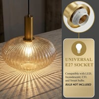 HJXDtech ipari vintage függesztett lámpa modern retro stílusú üveg búrával polírozott sárgaréz foglalattal 3