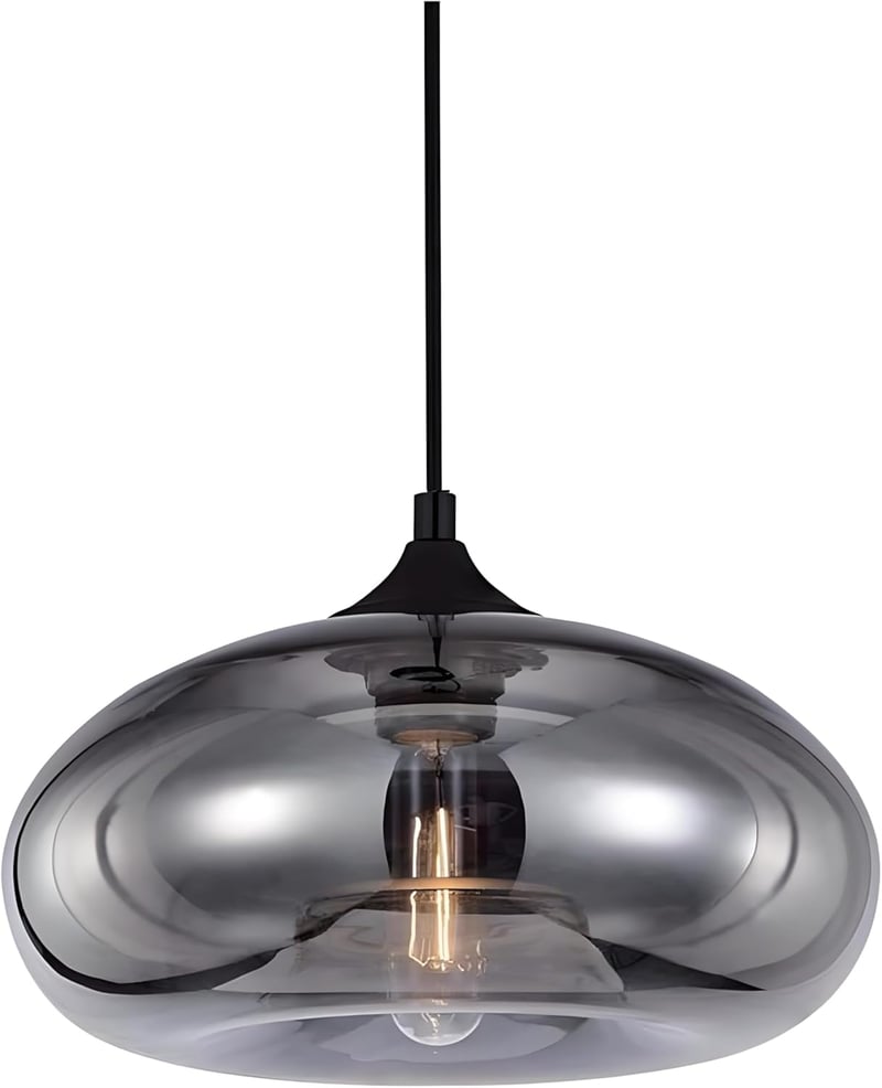 HJXDtech Loft Ipari Vintage Mennyezeti Függőlámpa Füstszürke Üveggel