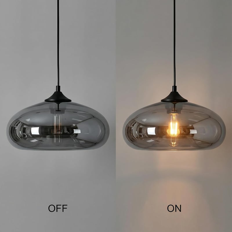 HJXDtech Loft Ipari Vintage Mennyezeti Függőlámpa Füstszürke Üveggel