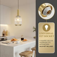 HJXDtech Vintage Függőlámpa Polírozott Sárgaréz Tartóval és Üveg Búrával - 13cm, Amber 4