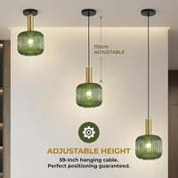HJXDtech Vintage Függőlámpa Polírozott Sárgaréz Tartóval és Üveg Búrával - 20cm, Green 4
