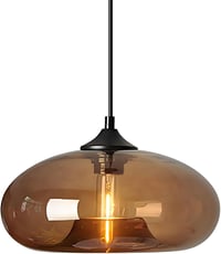 HJXDtech Vintage Függőlámpa Színes Üvegárnyalattal E27 Konyha Nappali Étkezőhöz Barna 1