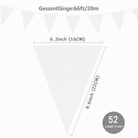 HJYODY Bijela trokutasta zastavica, 52 komada, 20 m, vodootporna, višekratna dekoracija za rođendane, vjenčanja i Valentinovo 2